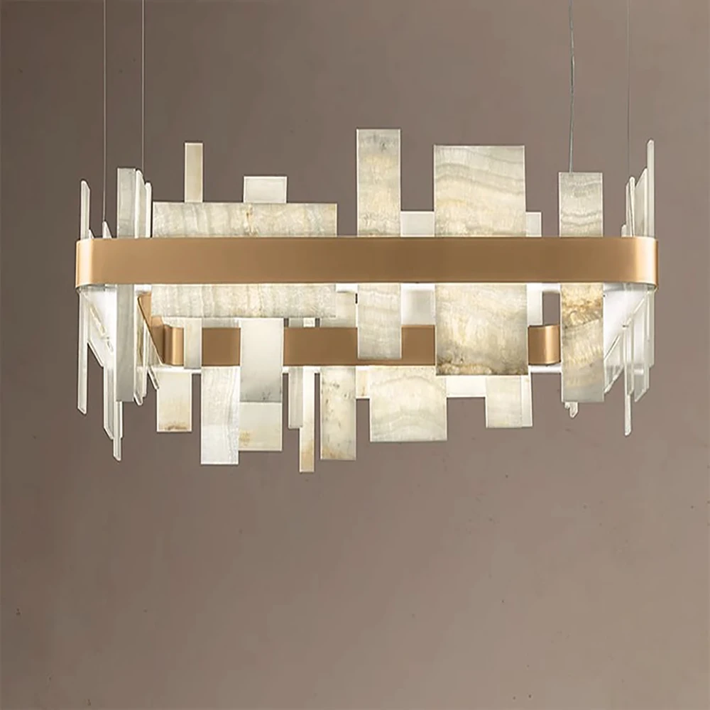 Shards Of Life Vintage Marble Collection LED Dimmable Chandelier Lighting Lustre Suspension Luminaire Lampen For Living Room