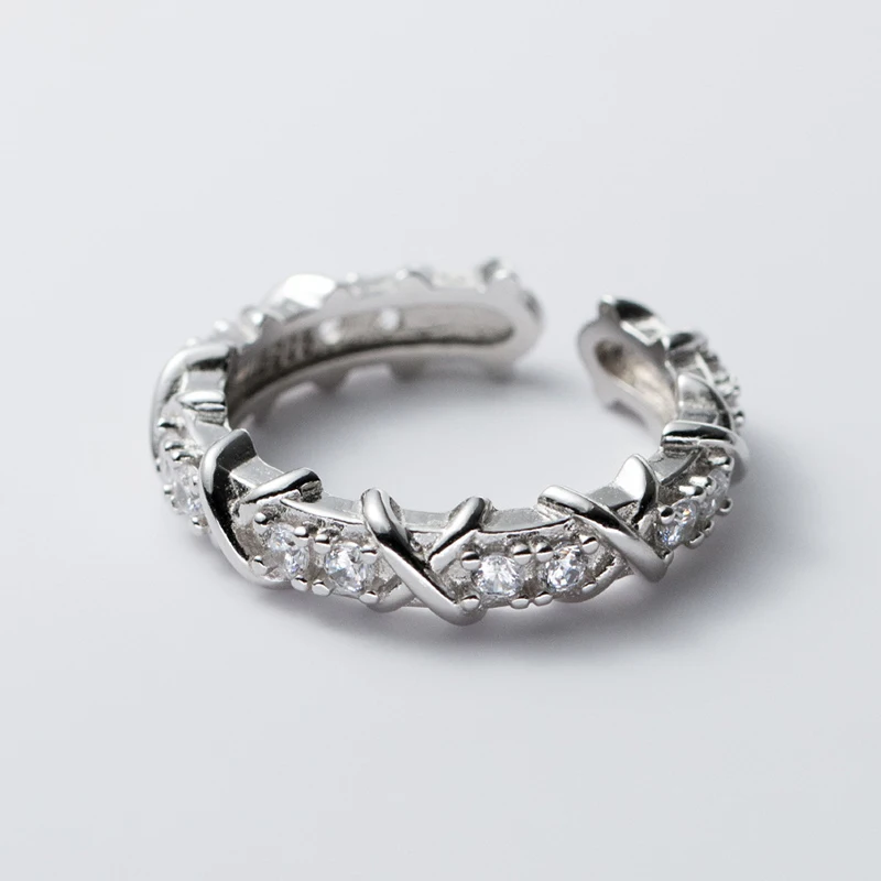 YIZIZIAI Female Luxury Micro Pave Zircon Bandages X-shape Ring for Women Wedding Band Rings for women Bridal Party Jewelry Gift
