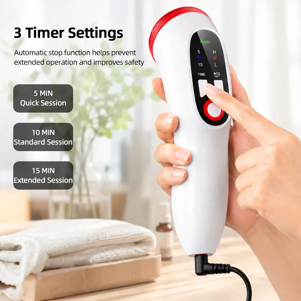 1MHz Handheld Ultrasound Physiotherapy Device Portable Body Massager with 3 Intensity Timer Settings for Muscle Relaxation