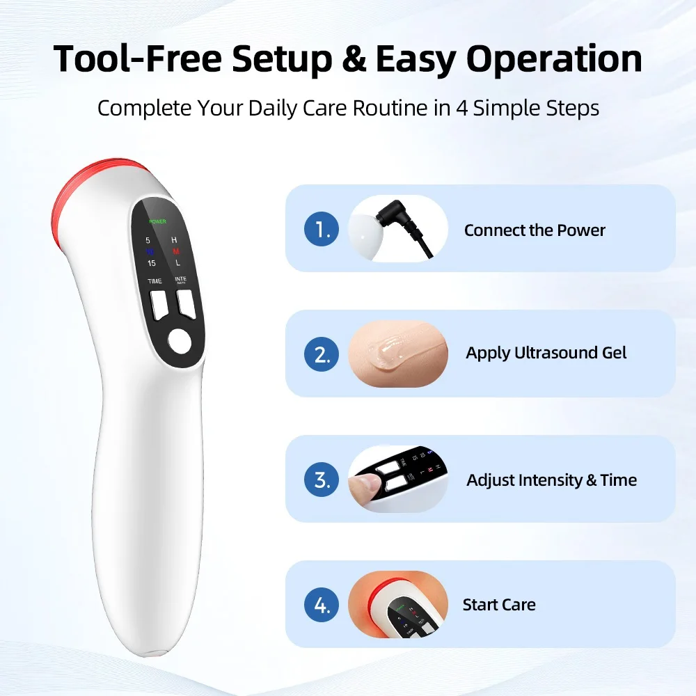 1MHz Handheld Ultrasound Physiotherapy Device Portable Body Massager with 3 Intensity Timer Settings for Muscle Relaxation