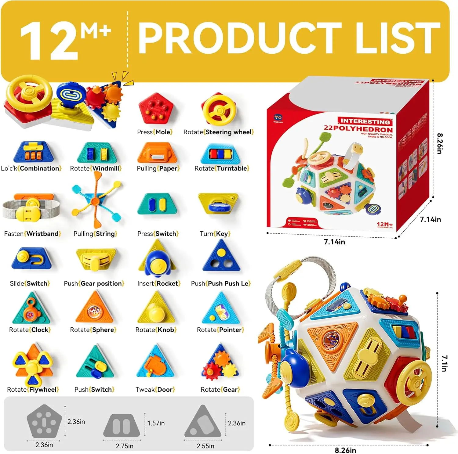 Baby Busy Board Activity Cube Toys Montessori Sensory Toys Toddler Fine Motor Early Educational Toy Travel Fidget Toys Gifts