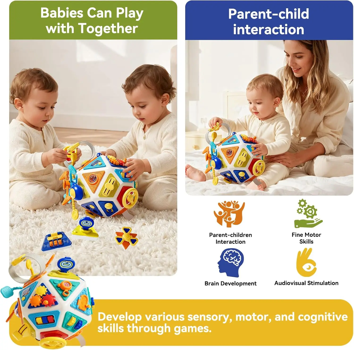 Baby Busy Board Activity Cube Toys Montessori Sensory Toys Toddler Fine Motor Early Educational Toy Travel Fidget Toys Gifts