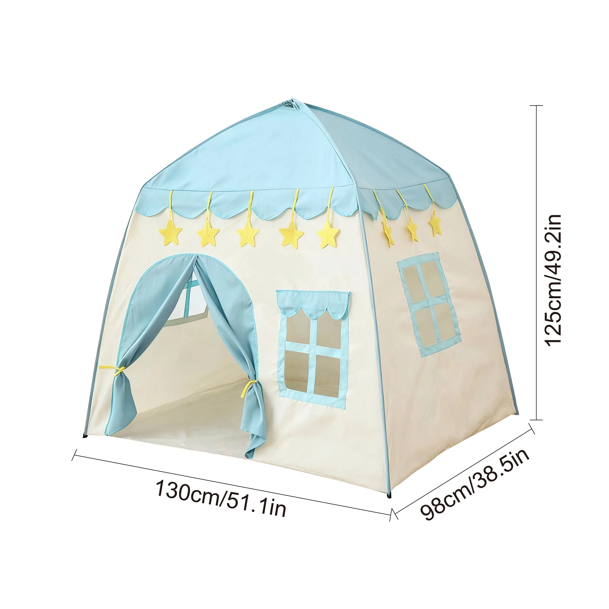 [Outdoor Recreation] Children's Party Game Tent, Blue Playhouse Toy with Yellow Star Design, Princess Girls' Fairy Tale Toy Castle, Beach Tent, Holiday Gift for Boys and Girls, Christmas Gift, Accessories Not Included
