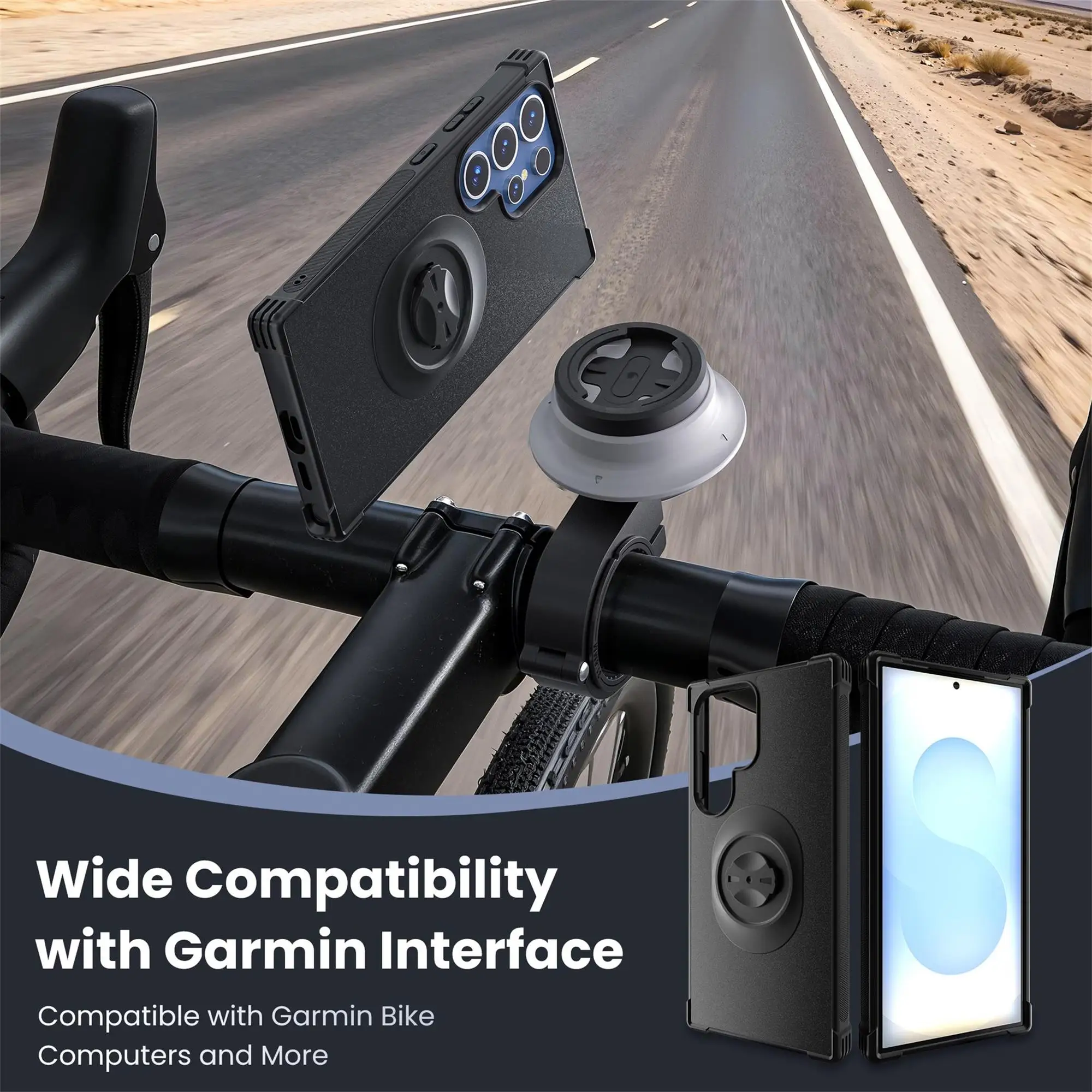 Case for Samsung Galaxy S24/S25/S26/Plus/Ultra,compatible with Garmin Bike Computer Holder,for MTB/Road EBicycle Cycling Mount