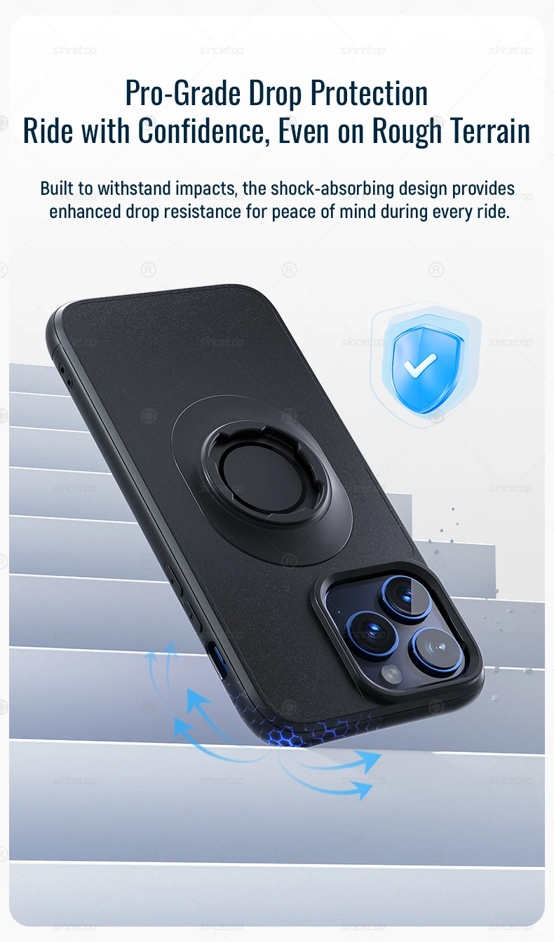 Quad-style Motorbike/Bike Holder/Car Mount with Lock-in Design, Shockproof Case for iPhone 17/16/15/14Plus/13/12/11Pro/XsMax