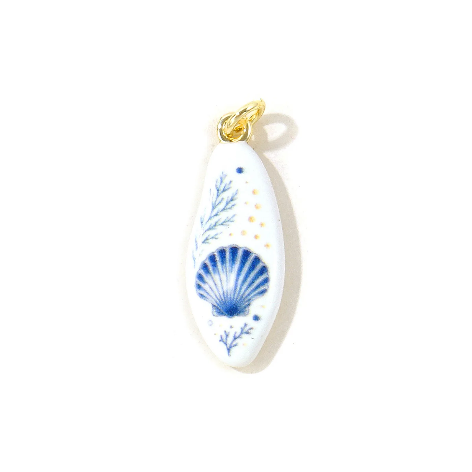 1pc New Ocean Jewelry Turtles Seahorses Drop Charms 18K Gold Plated Blue Double-sided Enamel Printed Brass Pendant DIY Jewelry