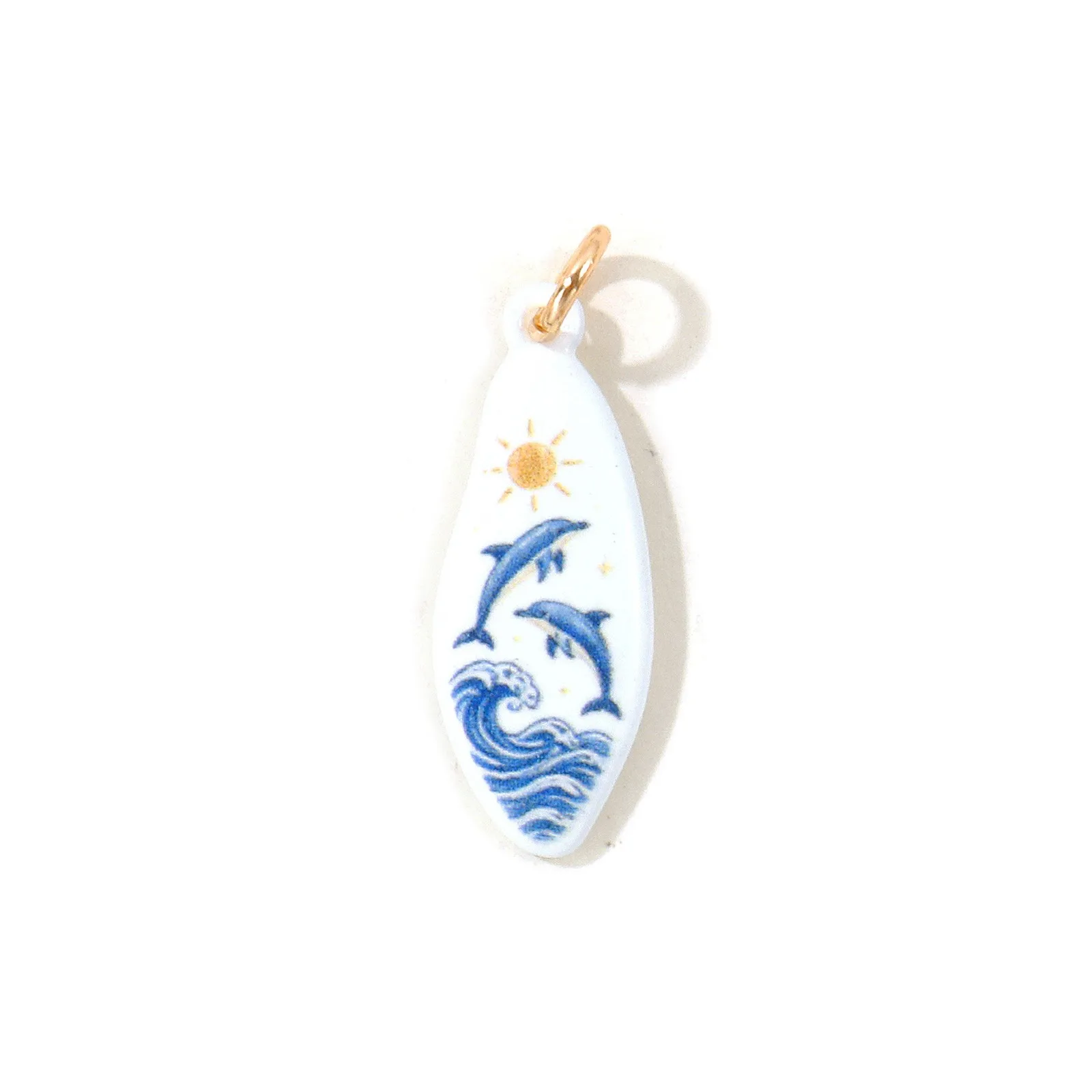 1pc New Ocean Jewelry Turtles Seahorses Drop Charms 18K Gold Plated Blue Double-sided Enamel Printed Brass Pendant DIY Jewelry