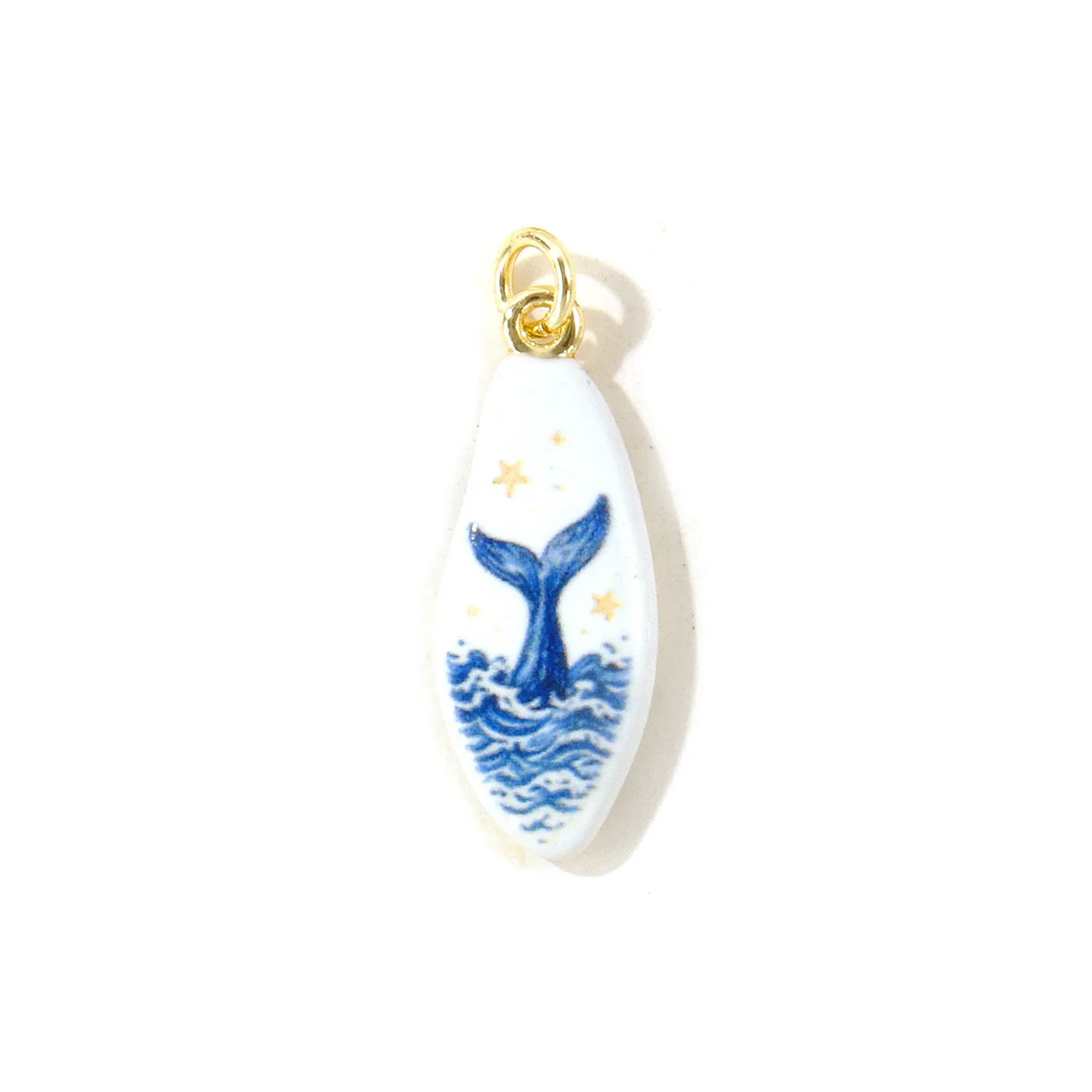 1pc New Ocean Jewelry Turtles Seahorses Drop Charms 18K Gold Plated Blue Double-sided Enamel Printed Brass Pendant DIY Jewelry