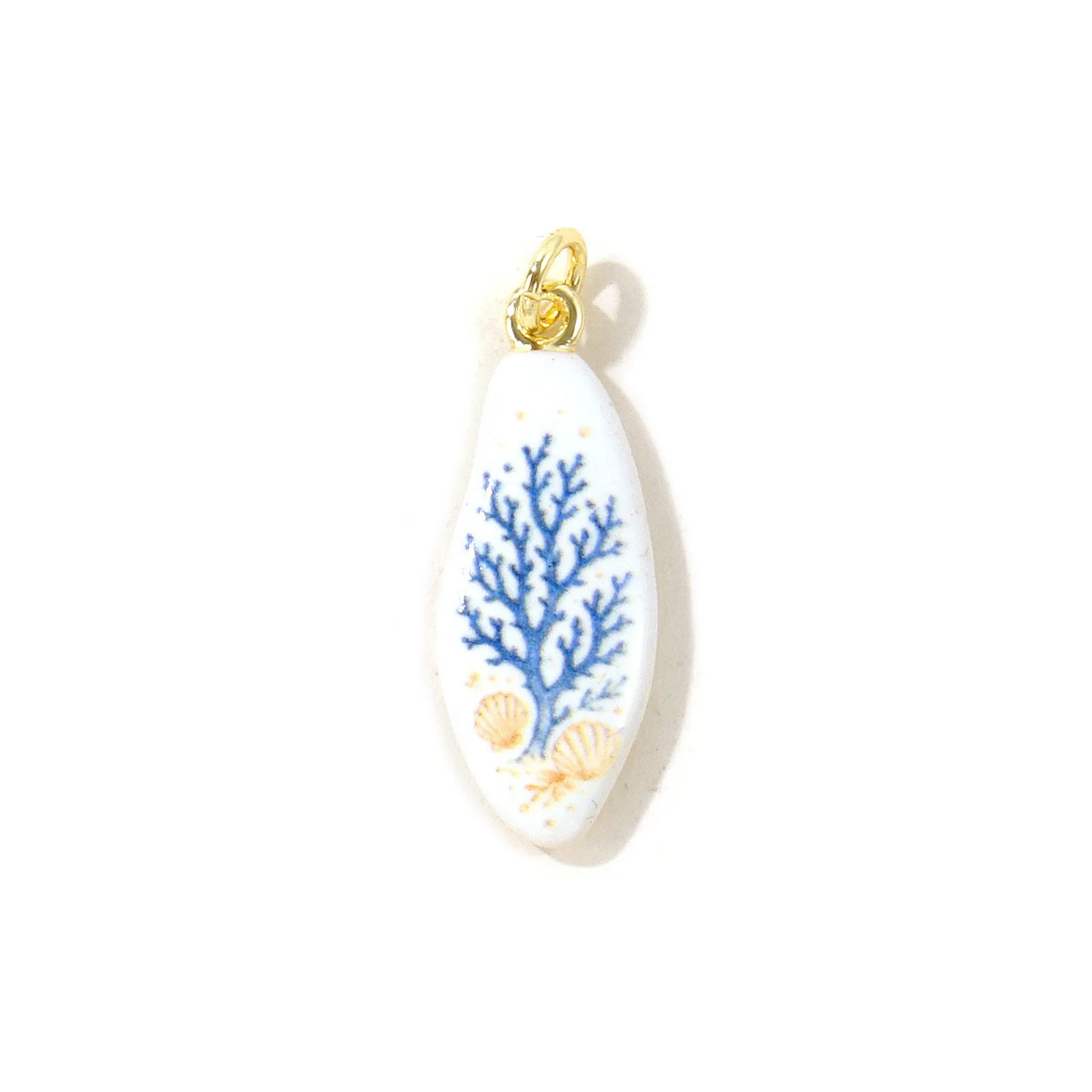 1pc New Ocean Jewelry Turtles Seahorses Drop Charms 18K Gold Plated Blue Double-sided Enamel Printed Brass Pendant DIY Jewelry