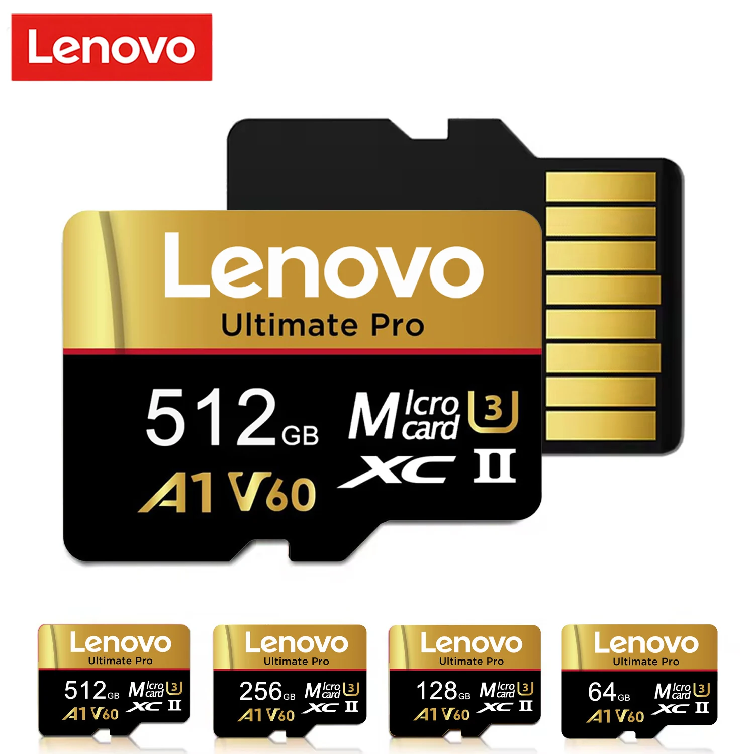 Lenovo SD Memory Card 512GB 256GB 128GB 64GB High Speed Micro SD Card V60 U3 TF Flash Cards 4K HD Waterproof for Phone/Tablet