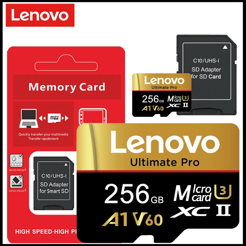 Lenovo SD Memory Card 512GB 256GB 128GB 64GB High Speed Micro SD Card V60 U3 TF Flash Cards 4K HD Waterproof for Phone/Tablet