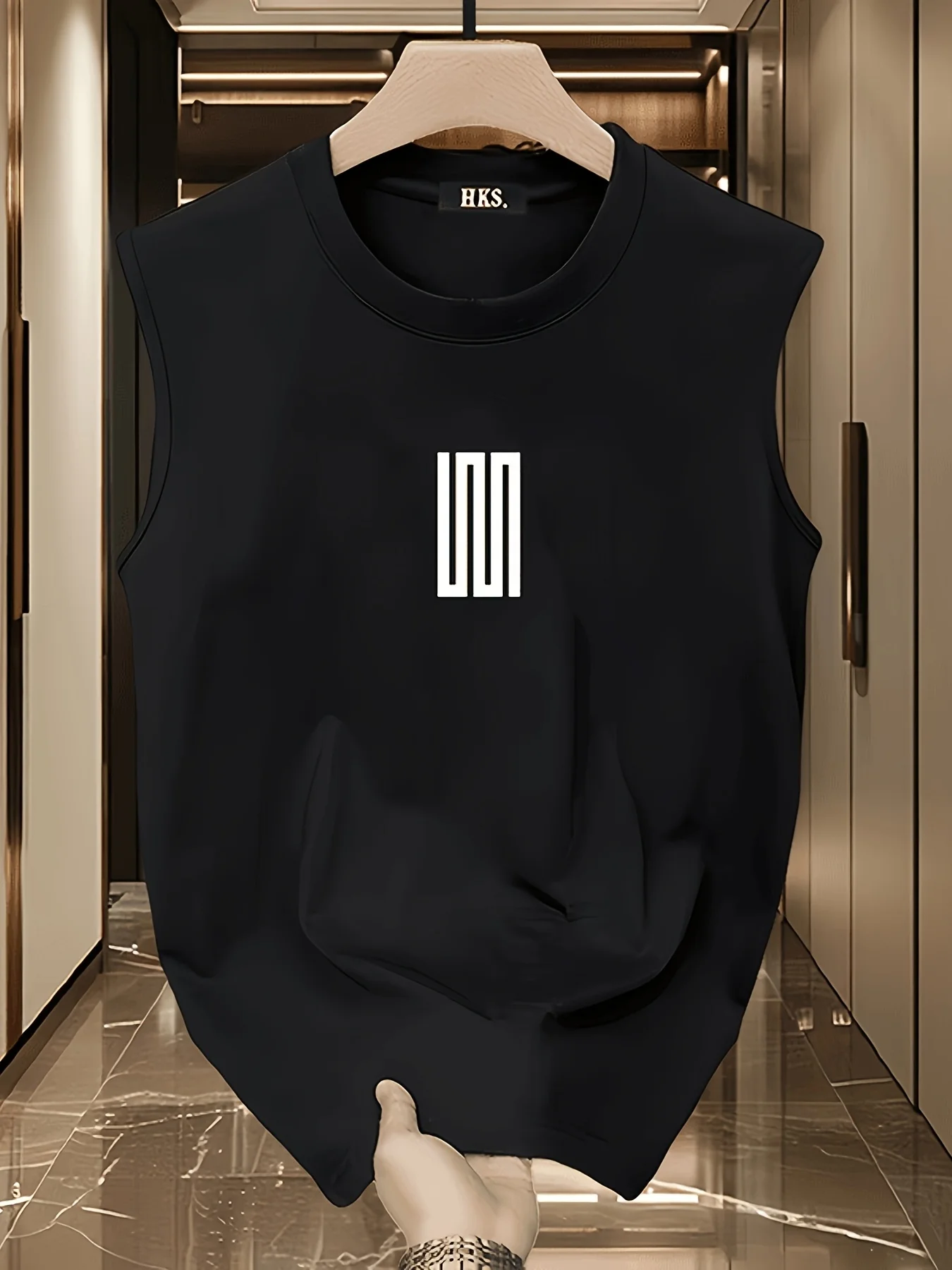 100% Pure Cotton Men's Summer Fashion Leisure Sports Fitness Loose Cartoon Print Breathable Round Neck Sleeveless Vest