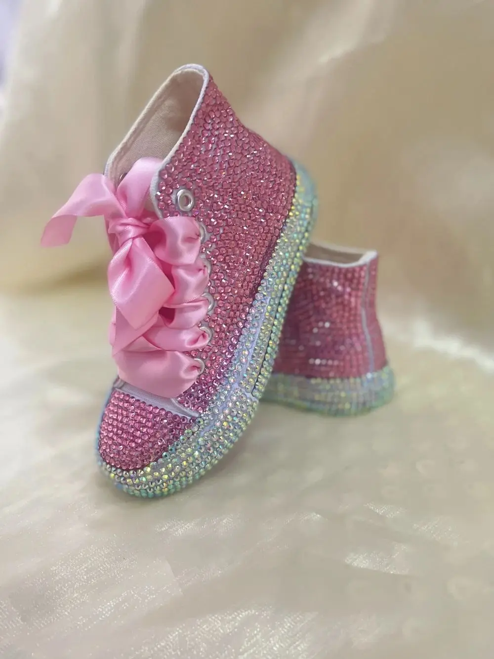 Dollbling Shinny Sparkly Crystal Rhinestone Red Christmas Canvas Shoes Wedding Bridal Flower Girl First Communion Sneakers