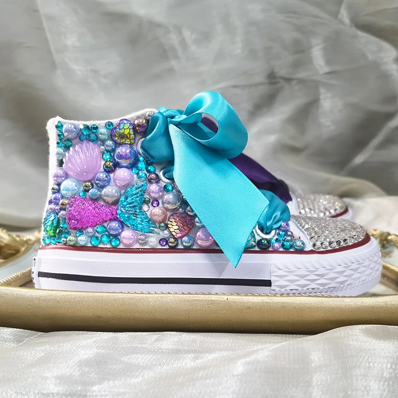 Dollbling Shinny Sparkly Crystal Rhinestone Red Christmas Canvas Shoes Wedding Bridal Flower Girl First Communion Sneakers