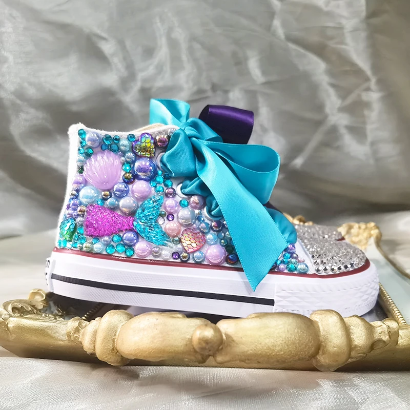 Dollbling Shinny Sparkly Crystal Rhinestone Red Christmas Canvas Shoes Wedding Bridal Flower Girl First Communion Sneakers