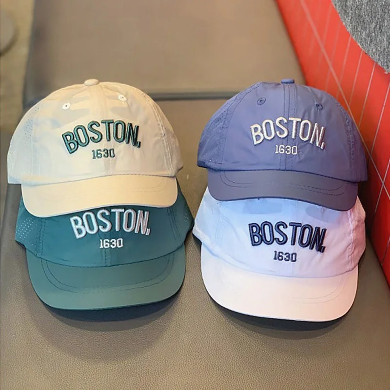 Korean Letter Embroidered Baby Cap Summer Toddler Boys Girls Cotton Baseball Caps Solid Color Kids Adjustable Peaked Hat