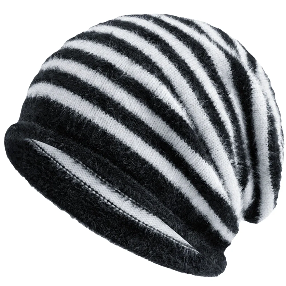 Hot Sale Fashion Woman Slouchy Beanie Casual Stripe Design Y2K Winter Hats For Female
