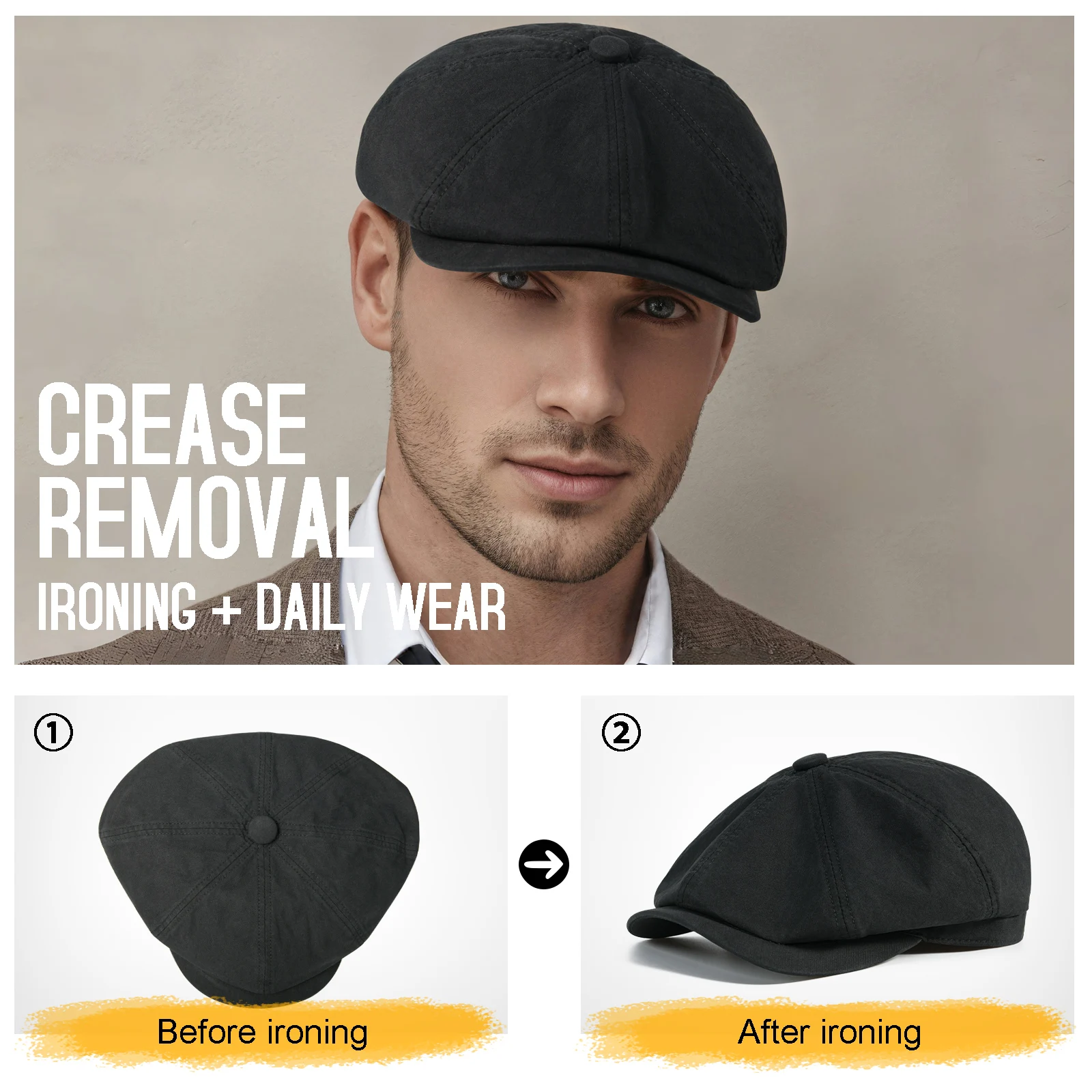 BOTVELA Men's Newsboy Gatsby Hat 100% Cotton Vintage Flat Ivy Driving Cabbie Cap