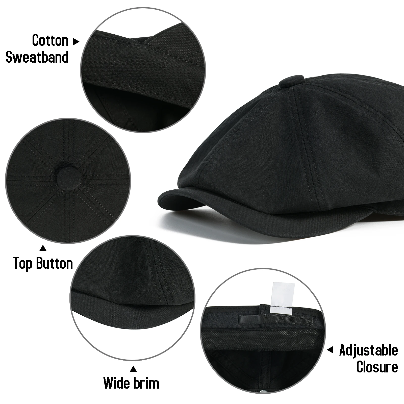 BOTVELA Men's Newsboy Gatsby Hat 100% Cotton Vintage Flat Ivy Driving Cabbie Cap