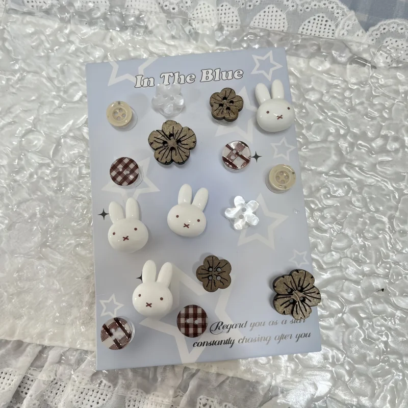 16Pcs/Set Miffy Rabbit Shoe Flower Kawaii Cartoon Detachable DIY Hole Shoe Accessories Gifts