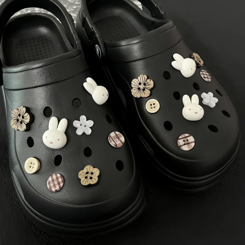 16Pcs/Set Miffy Rabbit Shoe Flower Kawaii Cartoon Detachable DIY Hole Shoe Accessories Gifts