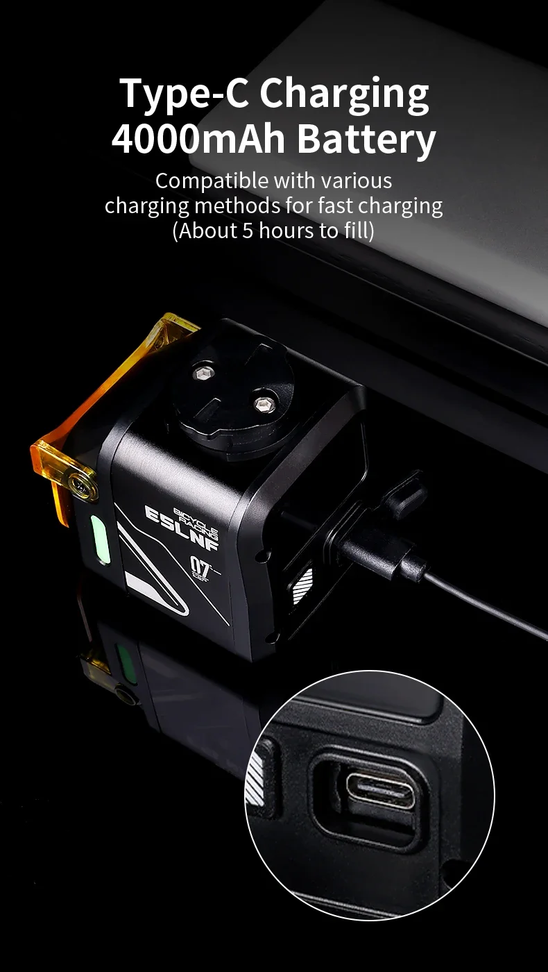 1200Lumen Bicycle Light Aluminum Alloy 4000Mah Type-C Charging Bicycle Headlight With Dustproof Lampshade Bicycle Front Light