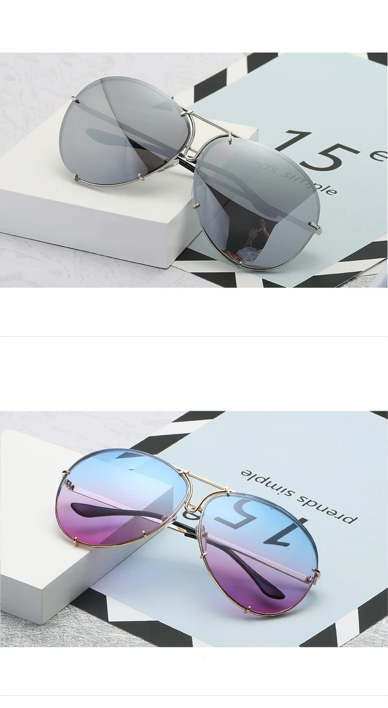 2025 New Fashion Pilot Sunglasses Women Oversized Luxury Sun Glasses For Female Cool Mirror Vintage Lady Gradient Shades UV400