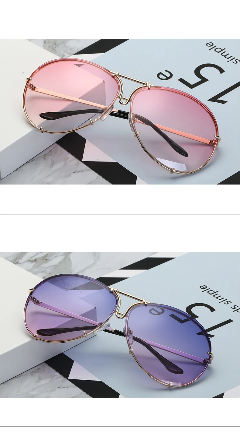 2025 New Fashion Pilot Sunglasses Women Oversized Luxury Sun Glasses For Female Cool Mirror Vintage Lady Gradient Shades UV400