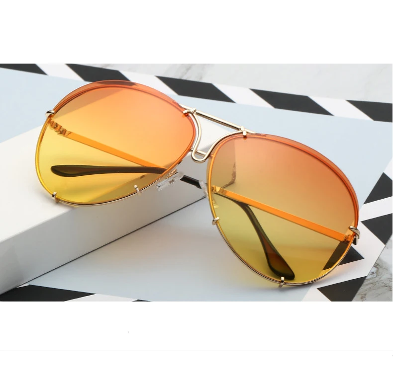 2025 New Fashion Pilot Sunglasses Women Oversized Luxury Sun Glasses For Female Cool Mirror Vintage Lady Gradient Shades UV400