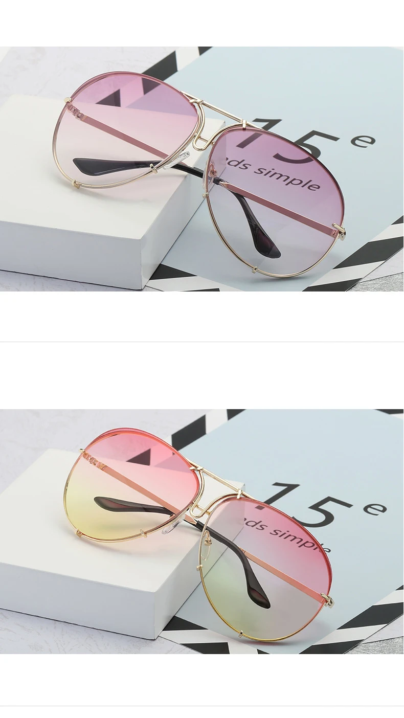 2025 New Fashion Pilot Sunglasses Women Oversized Luxury Sun Glasses For Female Cool Mirror Vintage Lady Gradient Shades UV400