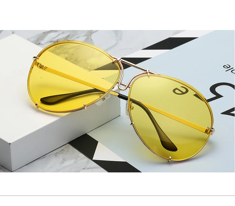 2025 New Fashion Pilot Sunglasses Women Oversized Luxury Sun Glasses For Female Cool Mirror Vintage Lady Gradient Shades UV400