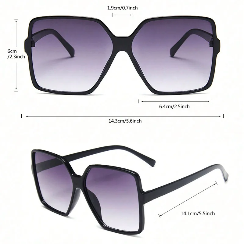 1/3/4/5pcs Fashion Oversize Square Sunglasses Women Luxury Brand Personlity Gradient Sun Glasses Female Outdoor Shades Oculos