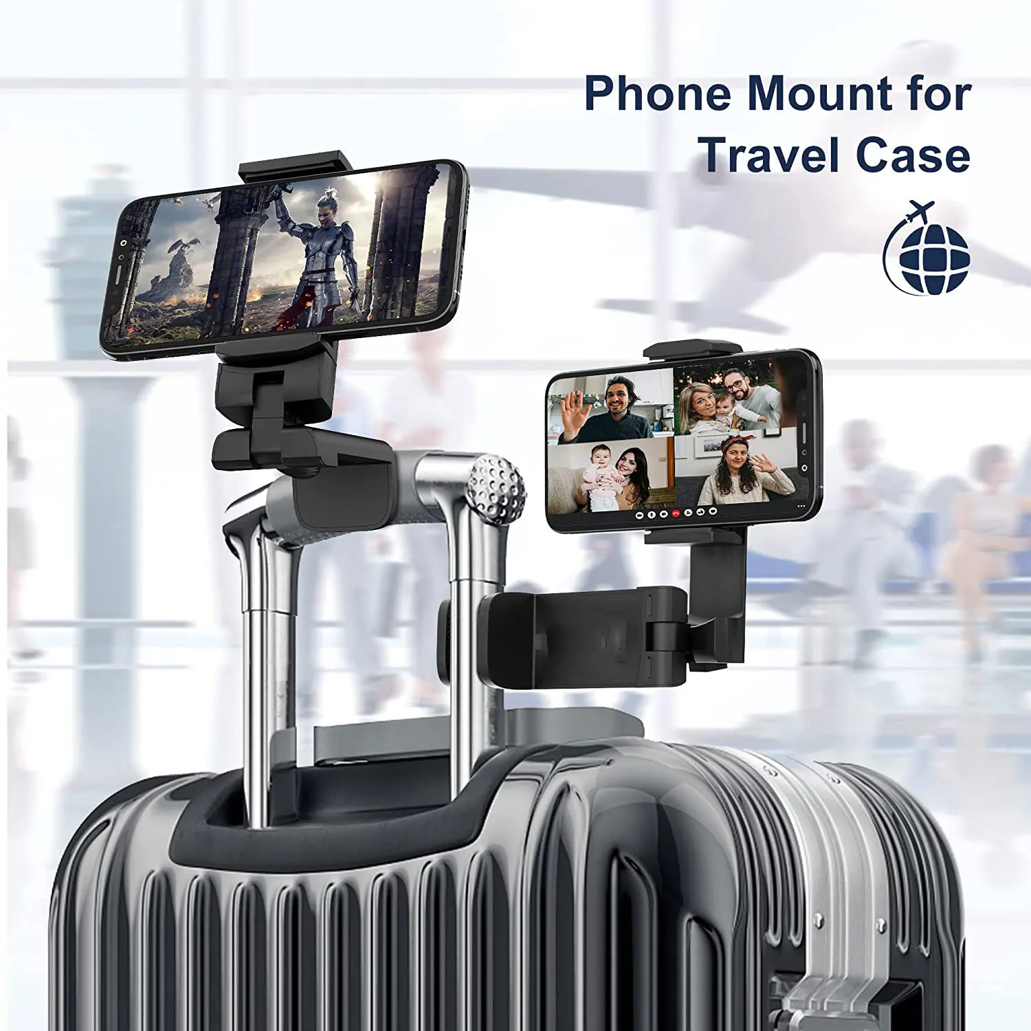 Airplane Travel Phone Holder Stand Mount Desk 360 Rotate Foldable Travel Desk Lazy Car Seat Flying Holder For 4.7-6.9 Inch Phone