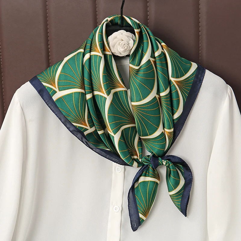 Luxury Print Satin Silk Square Scarf for Women Shawl Hijab Neckerchief Female Hair Ribbon Headband Fashion Wrap Bandana 2023 New