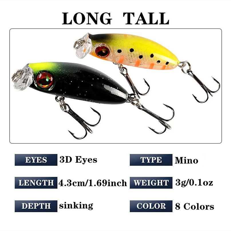 1pcs mini Minnow Fishing Lures Wobblers 3.5cm 2.7g slowly Sinking Trout Artificial Hard Bait Bass Crankbait Carp Fishing tackle