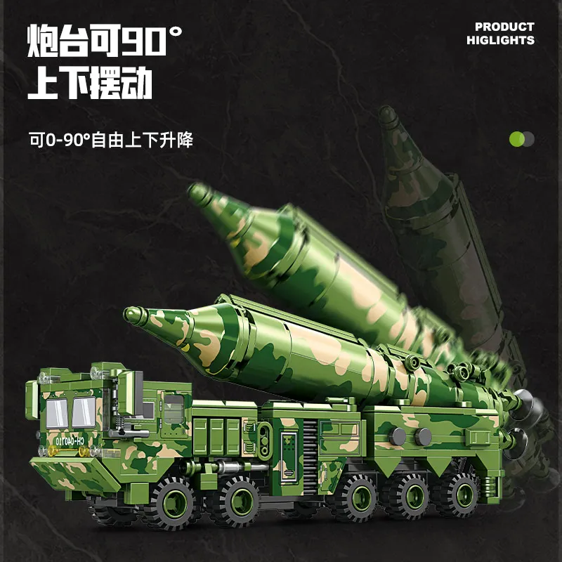 Missile Vehicle Building Blocks Military Truck Brick Tank Building Blocks Missile Launcher Model Boys Toys Kids Toys