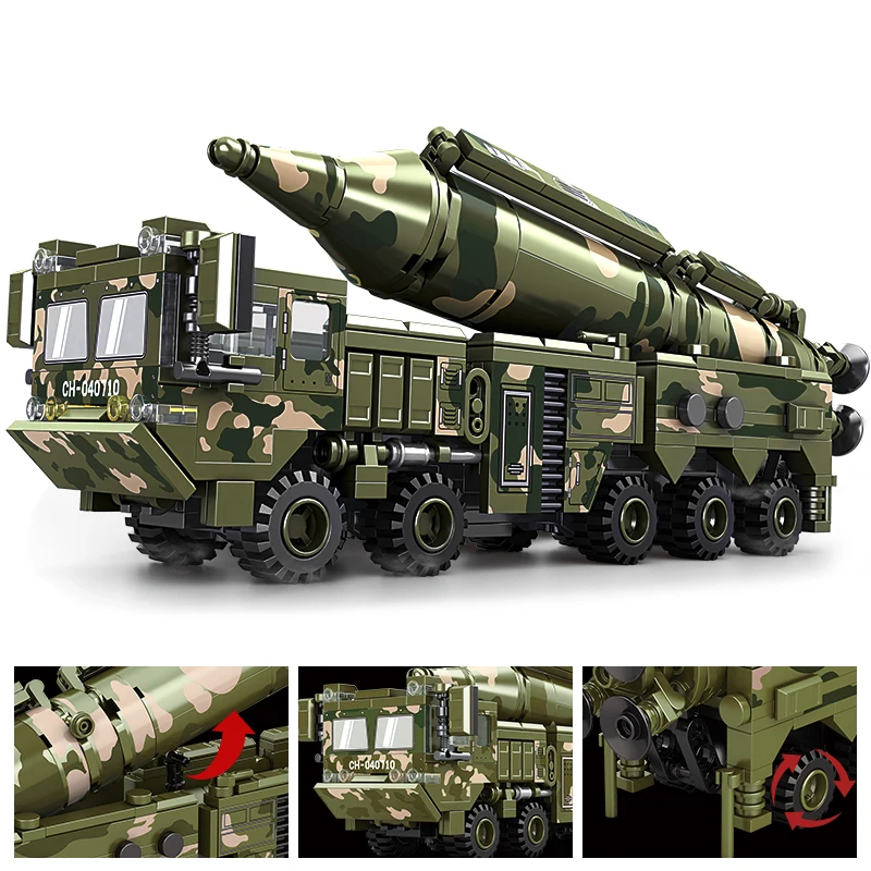 Missile Vehicle Building Blocks Military Truck Brick Tank Building Blocks Missile Launcher Model Boys Toys Kids Toys