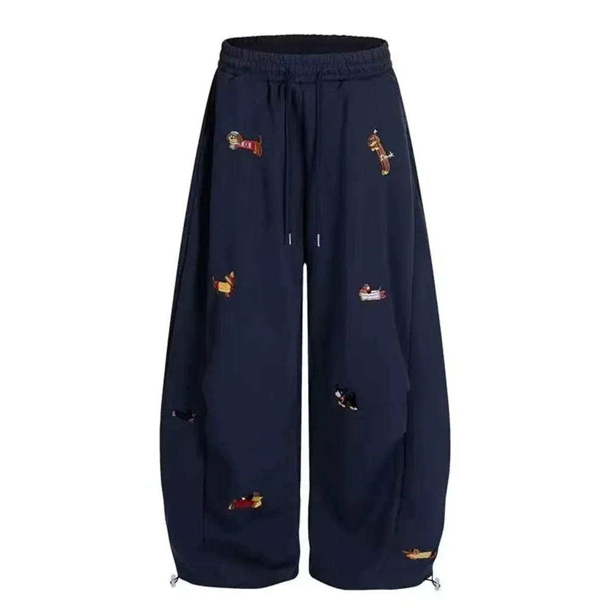 Embroidery Sausage Dog Sweatpants Loose Casual Joggers Wide Leg Couple Streetwear Fun Fashion Comfortable Pants Baggy Sweatpants