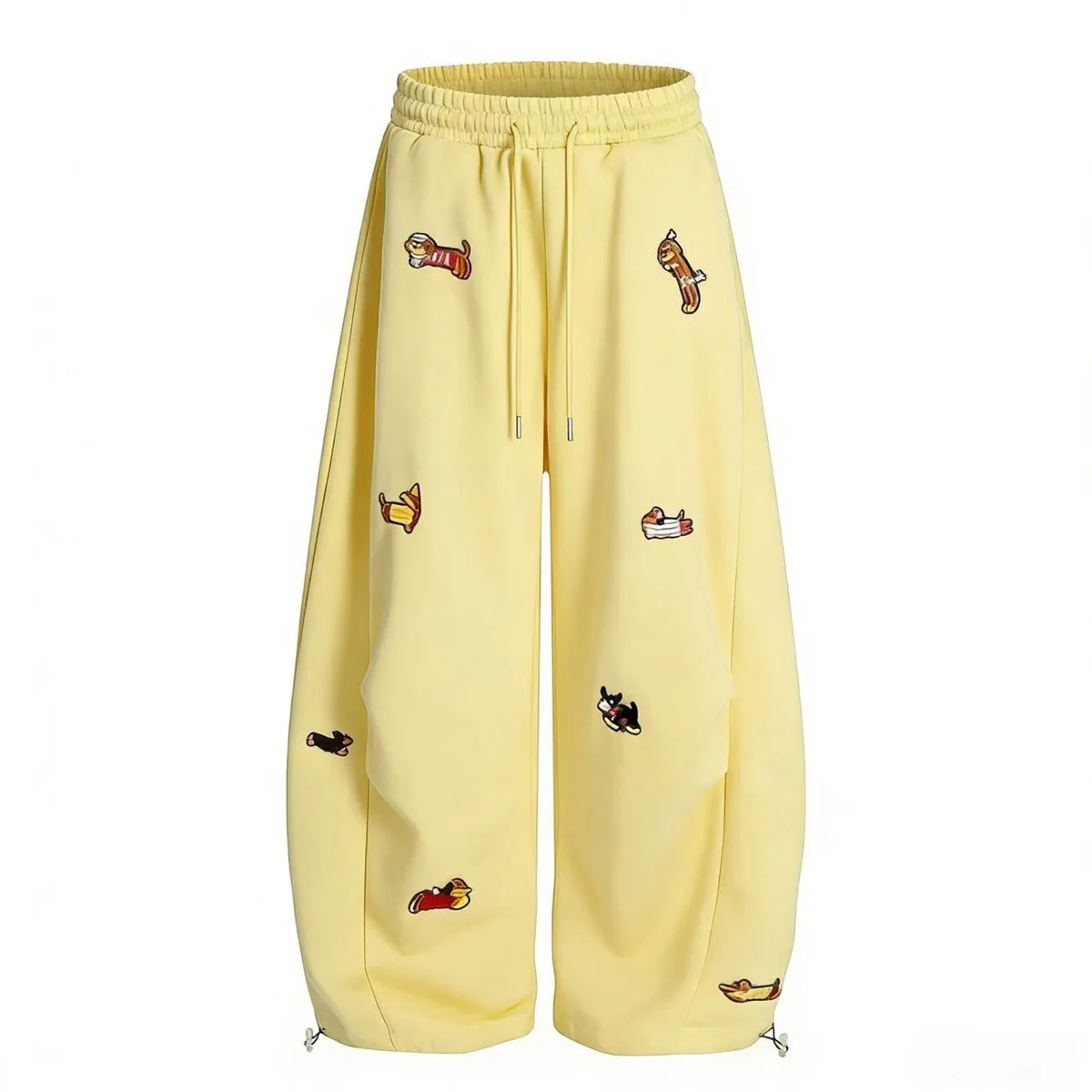 Embroidery Sausage Dog Sweatpants Loose Casual Joggers Wide Leg Couple Streetwear Fun Fashion Comfortable Pants Baggy Sweatpants