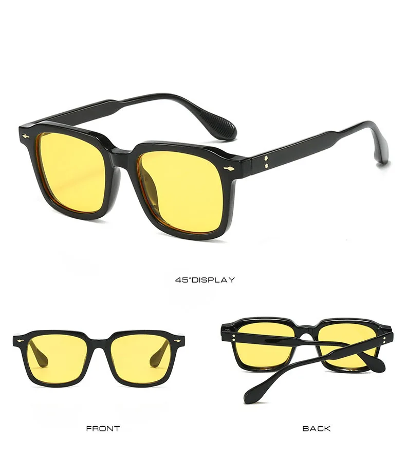 Square Black Myopia Sunglasses Men Women Finished Tinted Lenses Prescription Eyewear Negative Diopter for Outdoor Sun Shade
