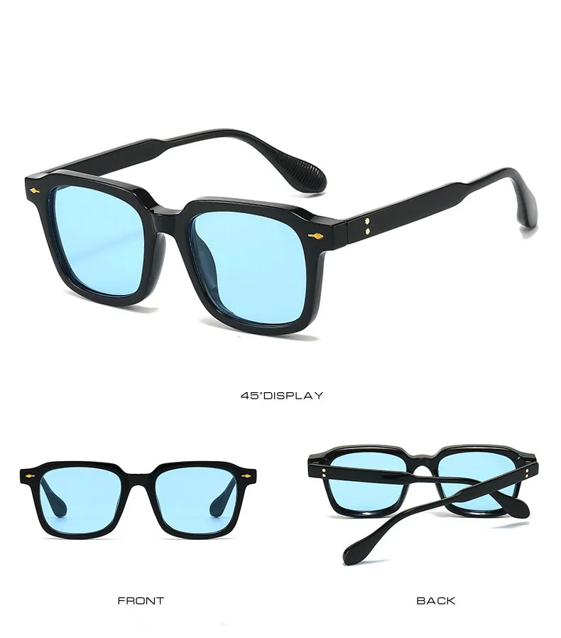 Square Black Myopia Sunglasses Men Women Finished Tinted Lenses Prescription Eyewear Negative Diopter for Outdoor Sun Shade