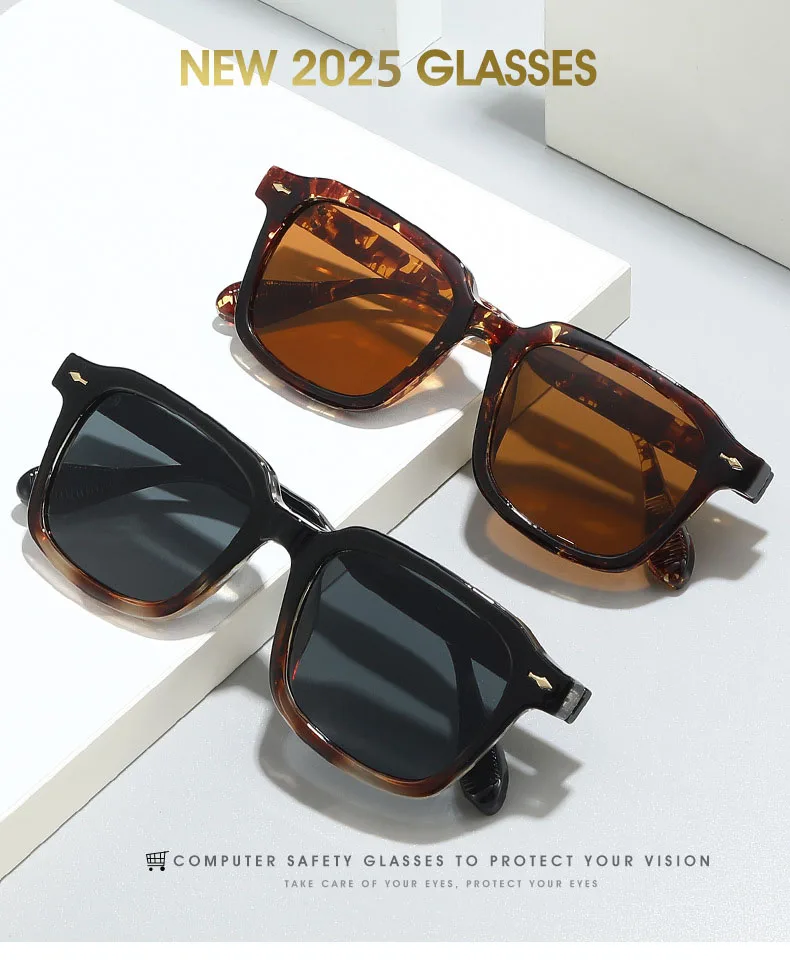 Square Black Myopia Sunglasses Men Women Finished Tinted Lenses Prescription Eyewear Negative Diopter for Outdoor Sun Shade