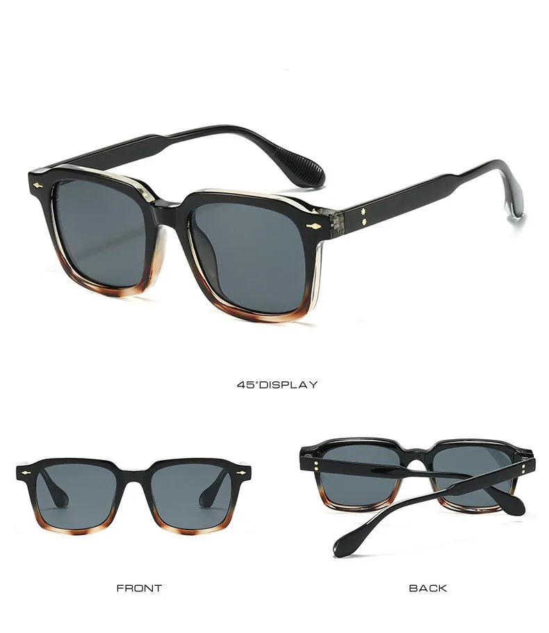 Square Black Myopia Sunglasses Men Women Finished Tinted Lenses Prescription Eyewear Negative Diopter for Outdoor Sun Shade