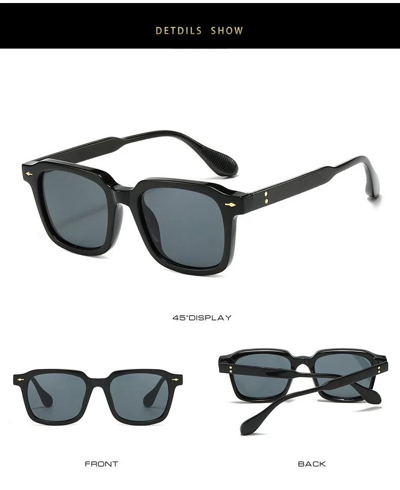Square Black Myopia Sunglasses Men Women Finished Tinted Lenses Prescription Eyewear Negative Diopter for Outdoor Sun Shade