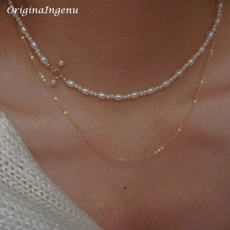 Natural Pearl Necklace 14K Gold Filled Handmade Pendants Vintage Jewelry Tarnish Resistant  Jewelry for Women