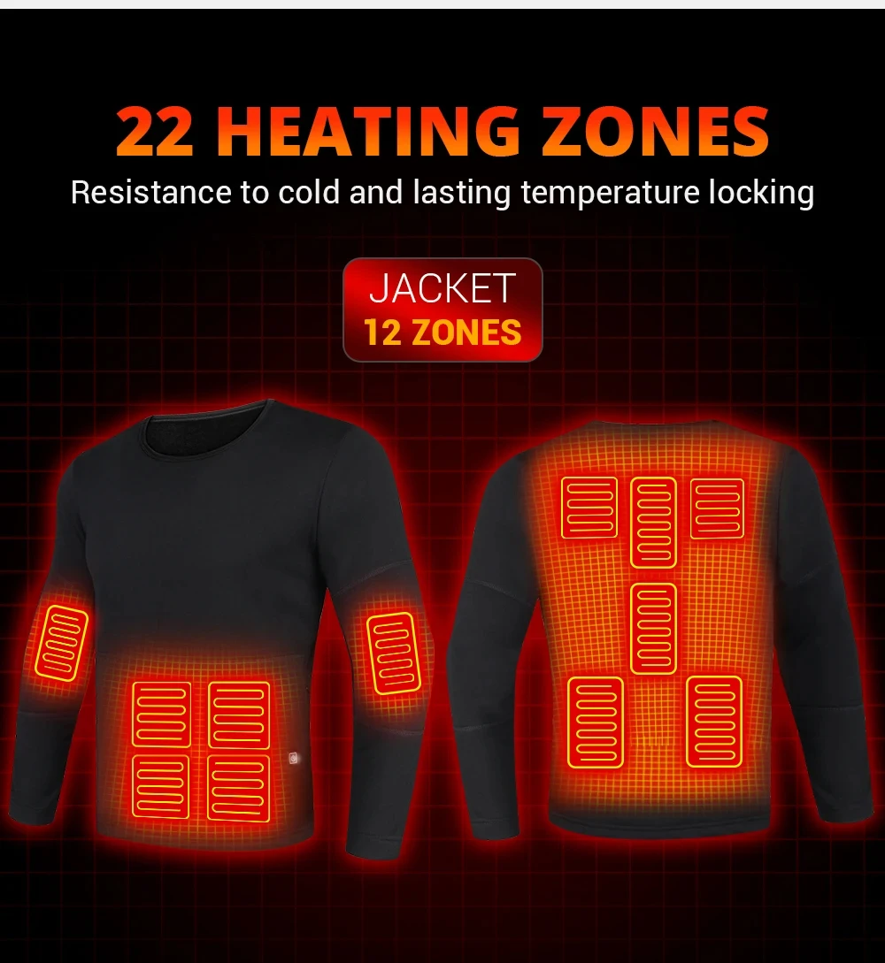 Men's Heated Thermal Underwear Set Women Winter Outdoor Sports Underwear 28 Heating Areas Heated Shirt Pant USB Electric Heating