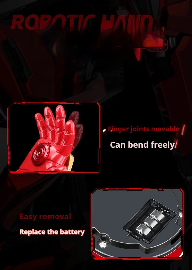 Iron Man Glove Cosplay Toys Ironman Wearable Gloves Anime Action Figure Manga Figurine 1:1 Scale Party Props Peripheral Gift