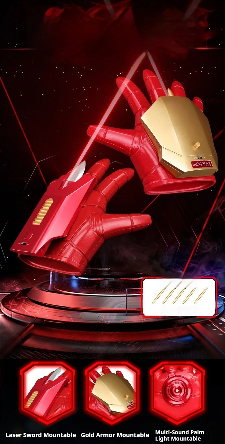 Iron Man Glove Cosplay Toys Ironman Wearable Gloves Anime Action Figure Manga Figurine 1:1 Scale Party Props Peripheral Gift
