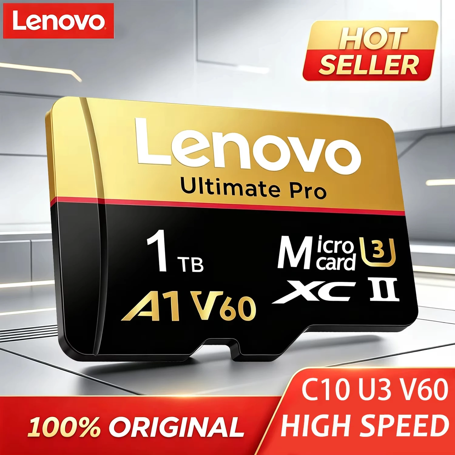 Lenovo Original 128GB Micro SD Card UHS-I A1 V60 Memory TF Card for Smartphone Camera Drone 4K Video Recording