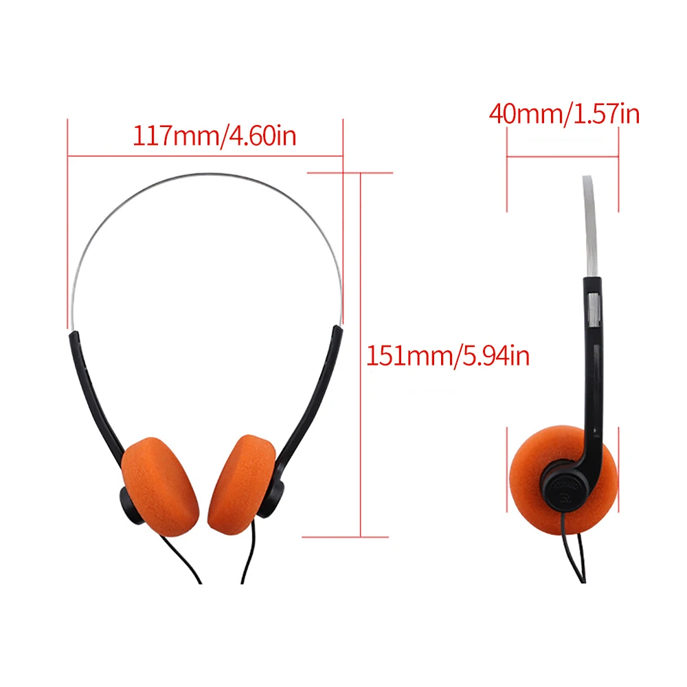 Portable Classic Vintage-80's Headphones Sports Fashion Adjustable Retro Headphone Wired PVC Walkman Laptop